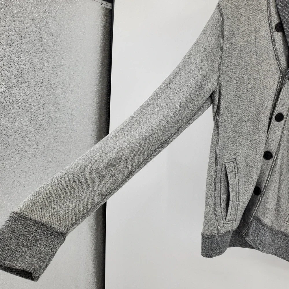 Abercrombie‎ Fitch Men Gray Herringbone Shawl Collar Cardigan Sweater Y2K Medium